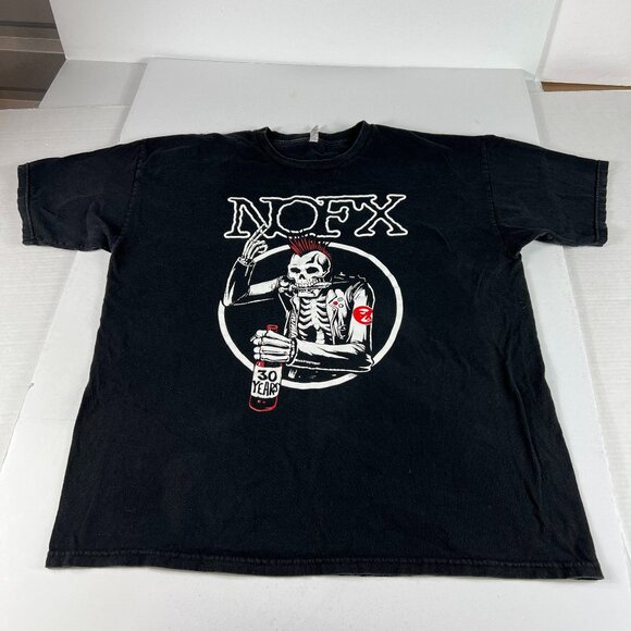 NOFX Punk Rock Band 30th Anniversary Shirt Fits Large Black Graphic Tee Tag XL - Picture 1 of 13